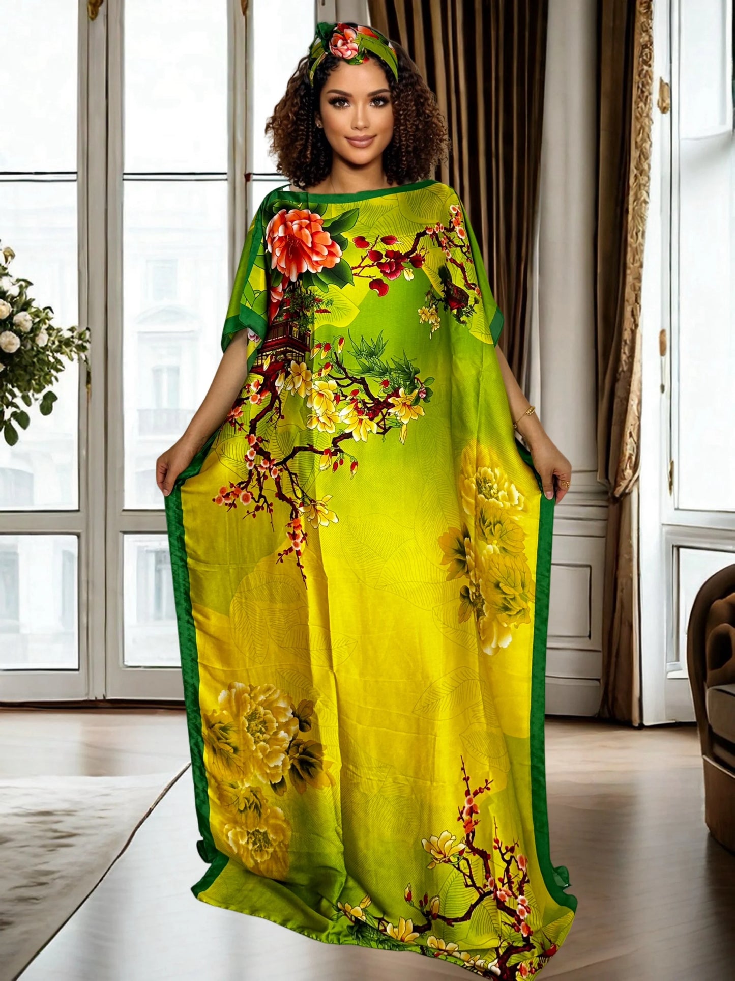 Women Vibrant Floral Print  Kaftan Casual Wear