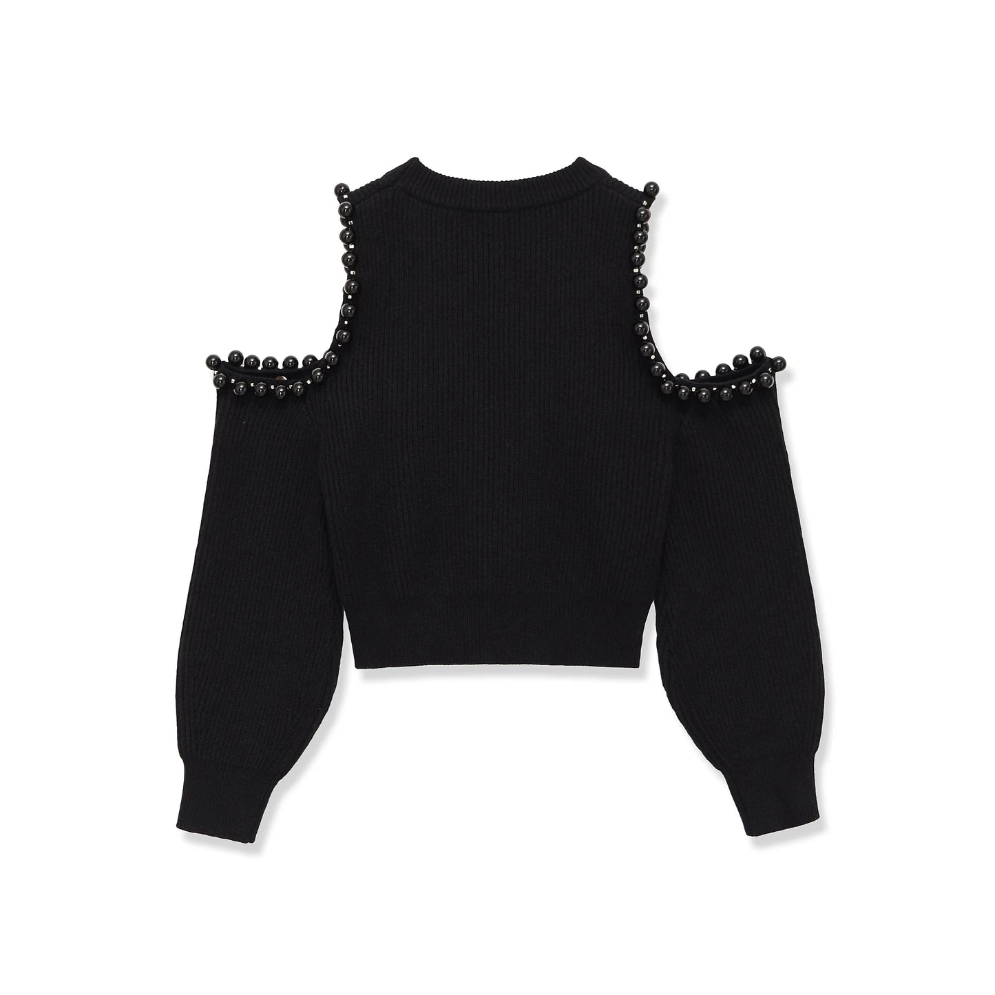 Women Fashion Knit Beaded Hollow Out Sweater