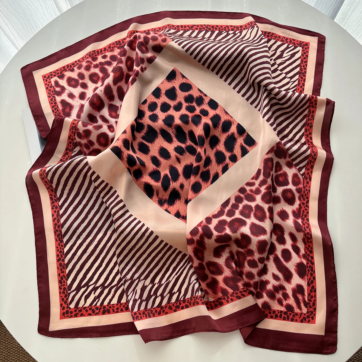 Square Scarf For Women Ladies Leopard Print Hijab