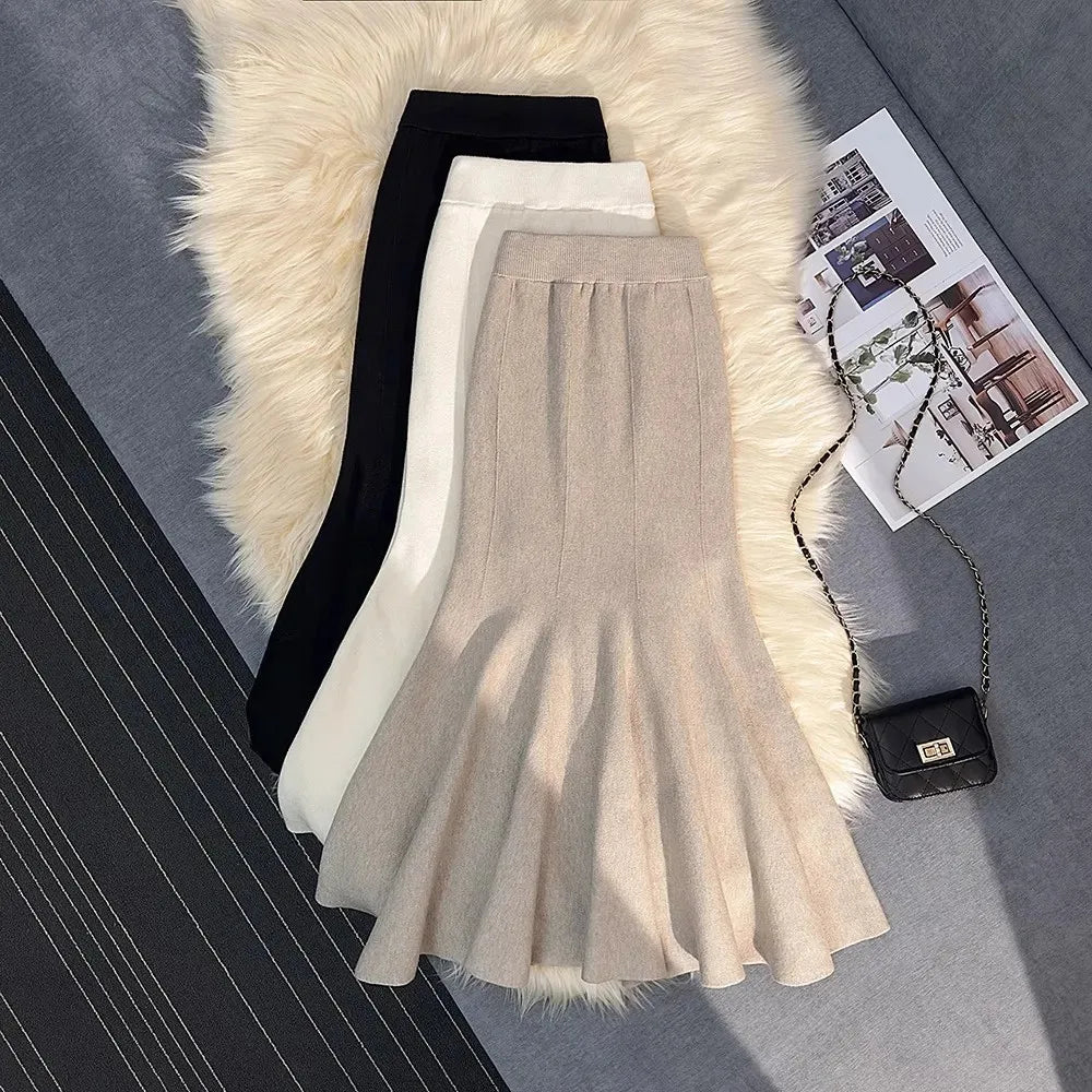 Knitting  High Waist Slim Trumpet Mermaid Skirts