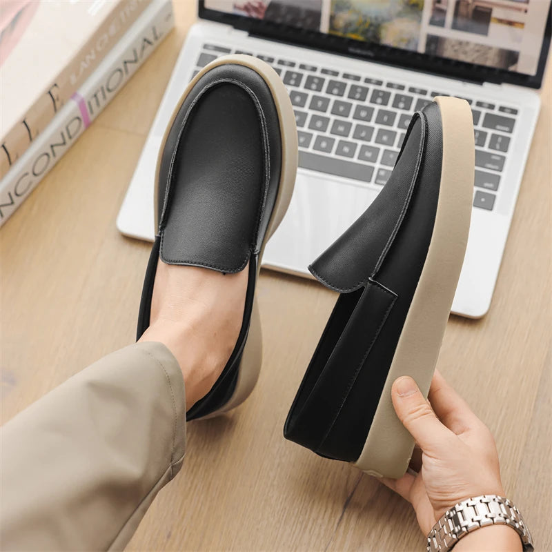 Men's Leather Shoes Formal Dresses Fashionable Flat Bottomed Walking Shoes