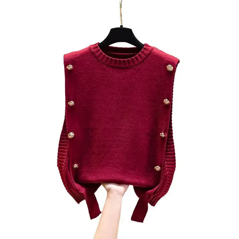 Black Knit Tops For Woman Round O Neck Women's Sweater