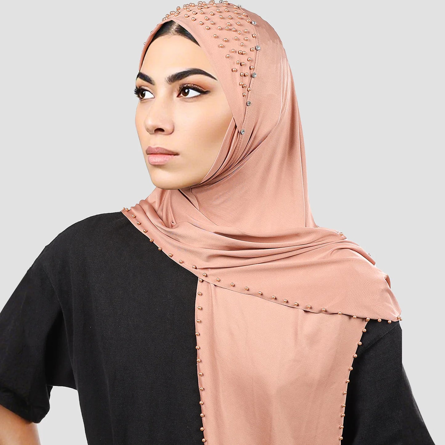 Ladies' beaded scarf, hooded elastic milk silk headband