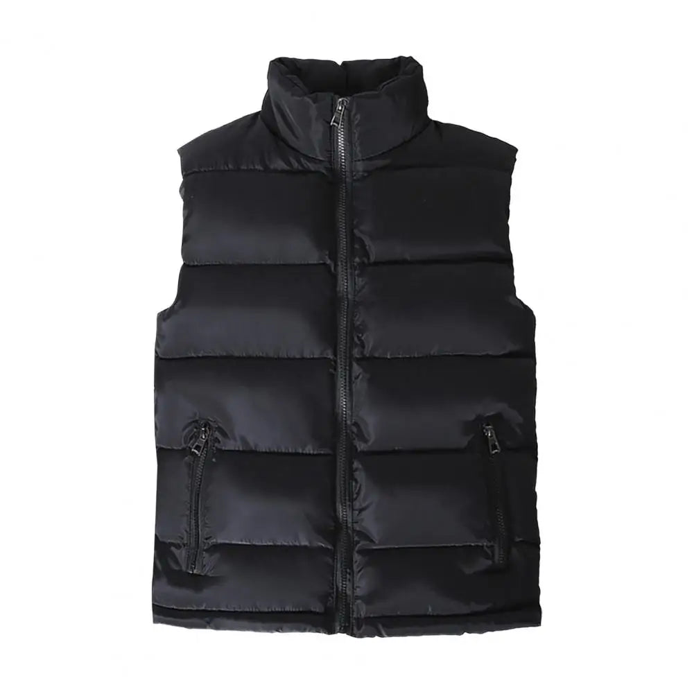 Men Vest Jacket  Slim Fit Stand Collar Sleeveless Puffer Jackets