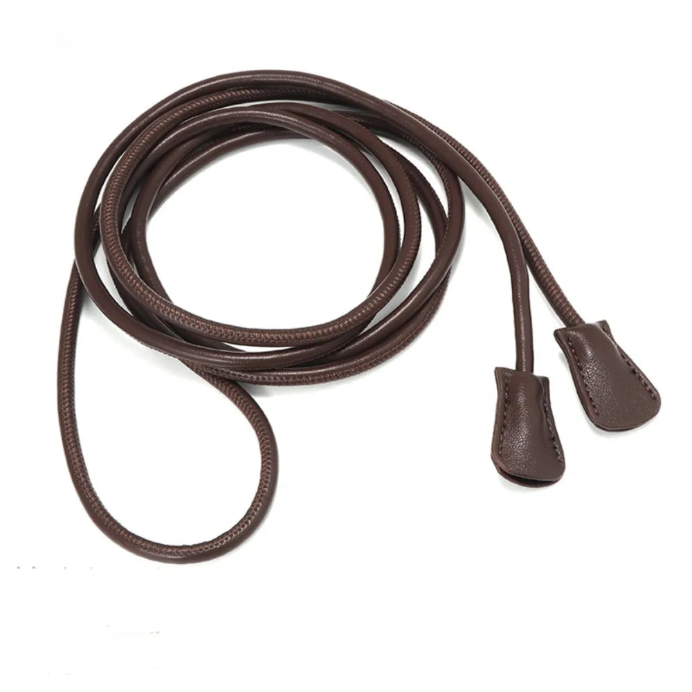 Women Knotted Thin Waistband Summer Dress Leather Belt