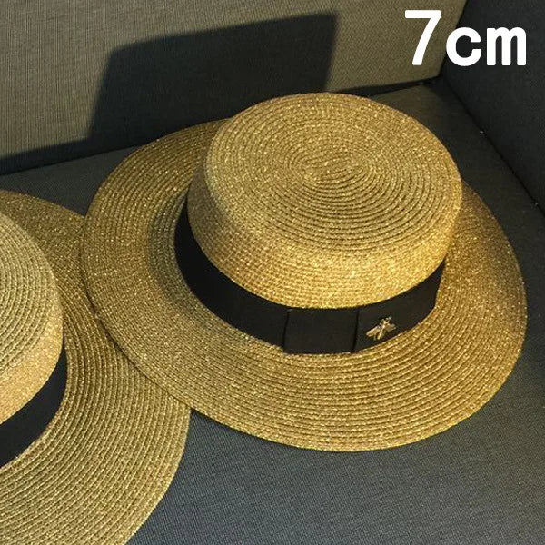 Retro Gold Braided Female Sunshade Flat Sequins Hat