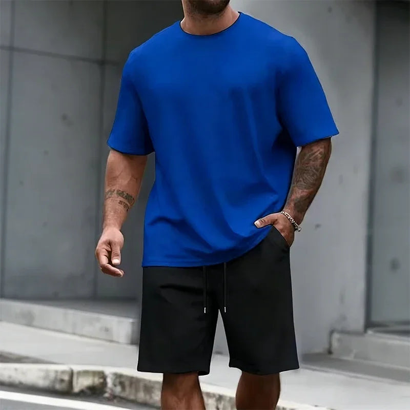 Men's Set O-Neck T-shirt & Sports Shorts