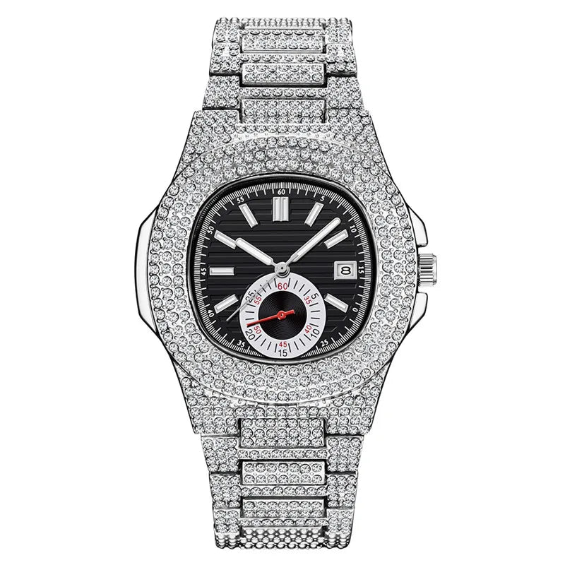 Watches For Men Reloj Hombre Fashion Alloy Band Diamond Calendar Gifts Quartz Wristwatches