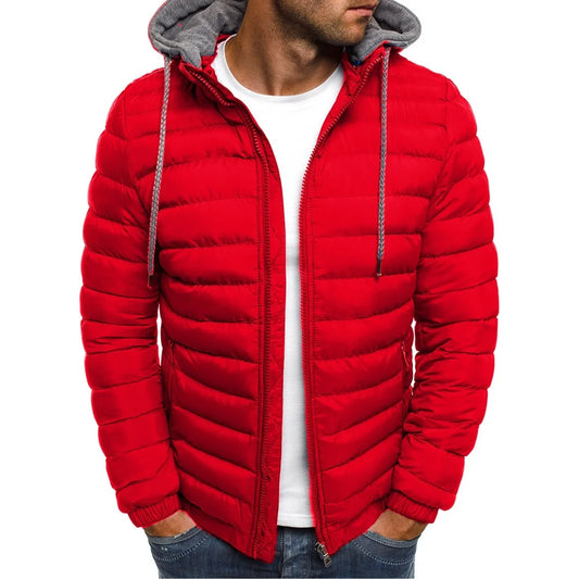 Parkas Solid Hooded Cotton Coat Jacket