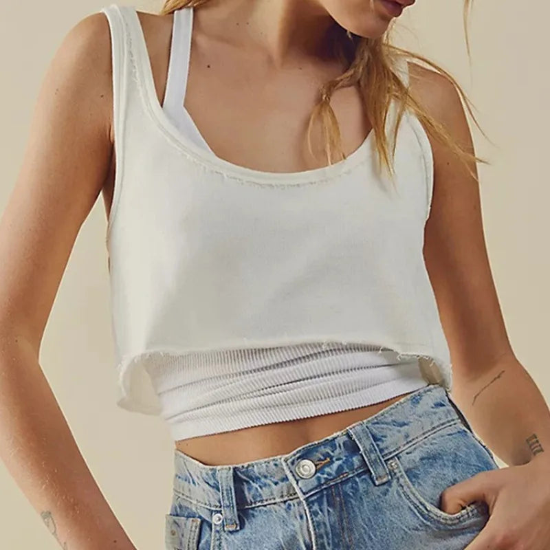 100% Cotton Tank Tops Women Sleeveless  Sexy Cropped Camisole