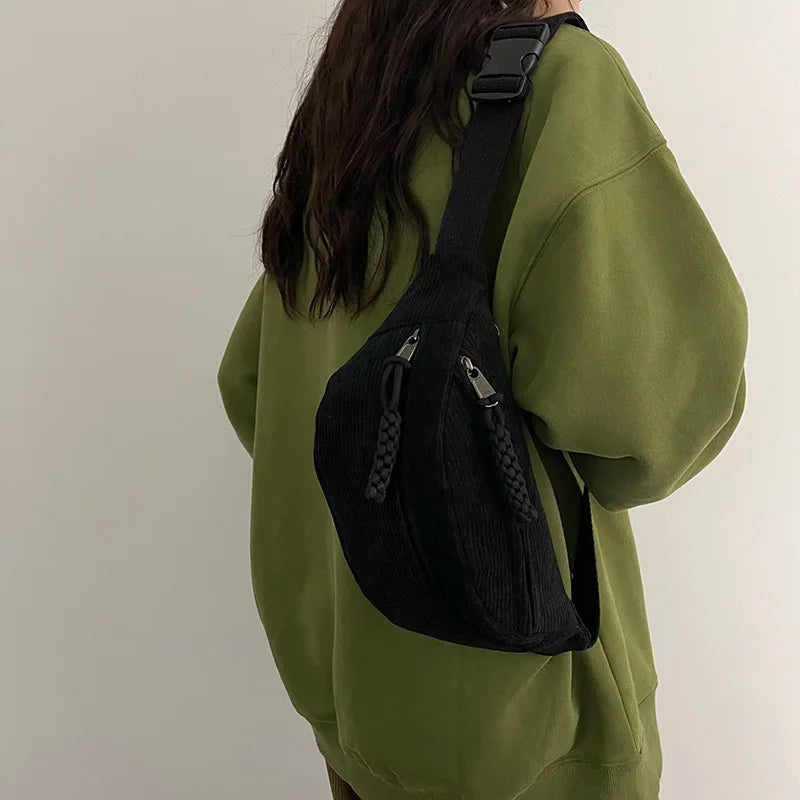 Casual Corduroy Belt Bags for Women