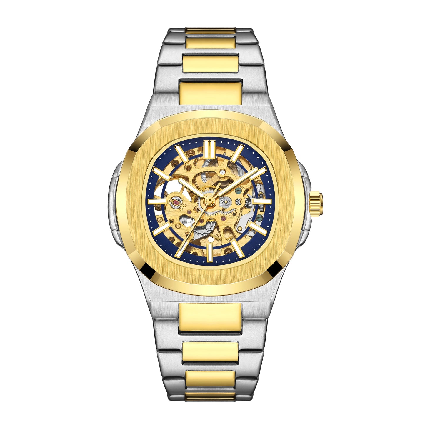 Luxury Automatic Watch For Men Mechanical Wristwatch Skeleton Stainless Steel