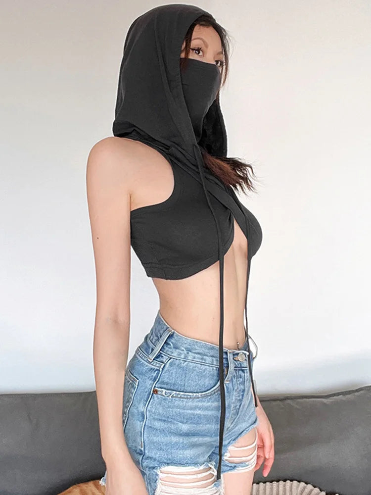 Hooded Soild Silm Sexy Tanks For Women