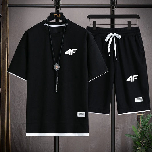 Men's sportswear set, new summer style casual short-sleeved T-shirt + shorts