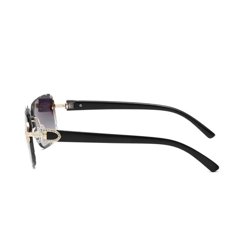 New Frameless Fashion Glasses for Men and Women, High-Definition Lenses with Textured Rhinestone Inlays