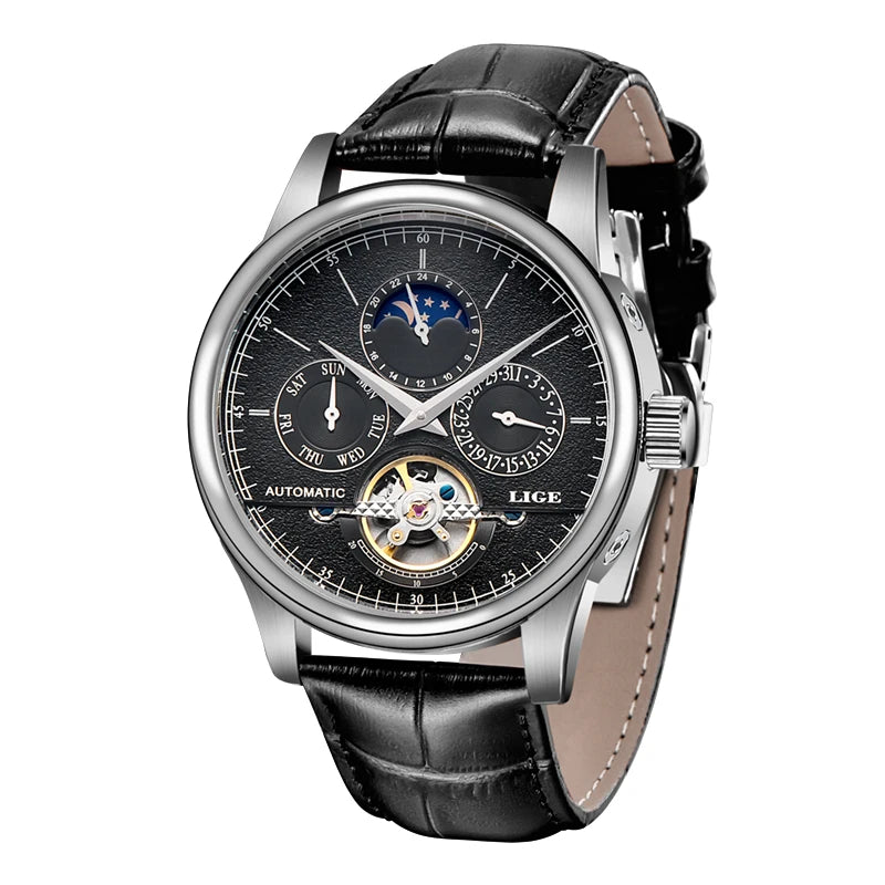 Men Watches Automatic Watch Tourbillon Clock Genuine Leather Waterproof Watch