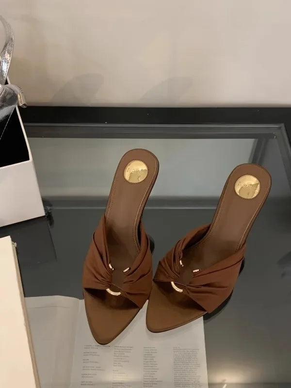 High Heels Slippers Pointed Toe Thin Heels Shoes