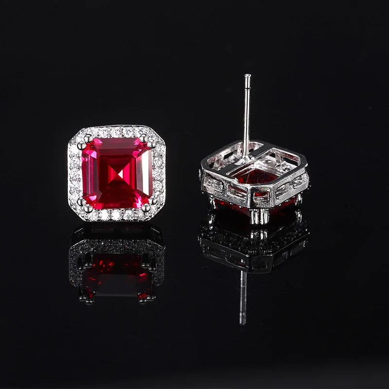 Ice Cut Pink Diamond High Carbon Diamond Square Bag Earrings