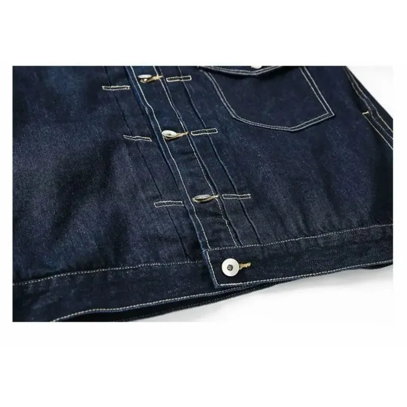 Black Loose Men's Denim Jacket  Workwear Coat