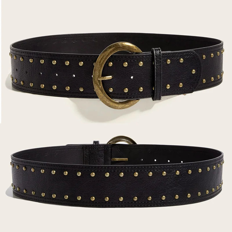 High-End Wide Belt For Women Minimalist Brown Waist Belt