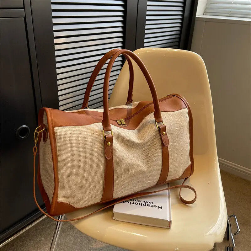 Women Travel Storage Handbag Vintage Fitness Luggage Bag Single Shoulder Crossbody Bag