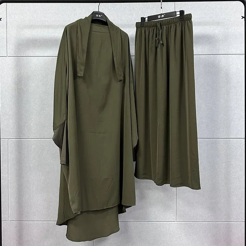 Ramadan Abayas Sets  2 Piece Set Women Hijab Dress Prayer Garment