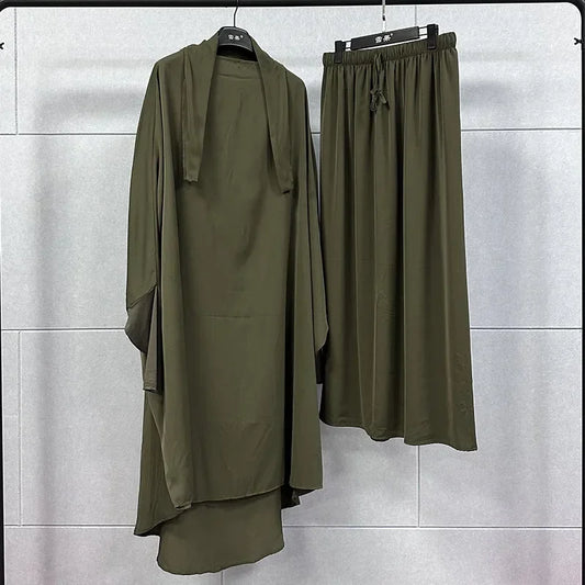 Ramadan Abayas Sets  2 Piece Set Women Hijab Dress Prayer Garment