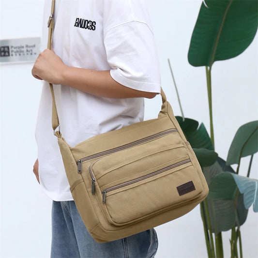 Men's Canvas Shoulder Bag Casual Travel Crossbody Bags