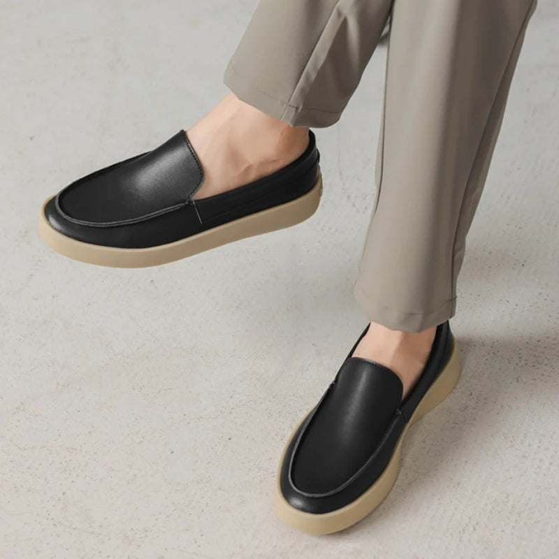 Men's Leather Shoes Formal Dresses Fashionable Flat Bottomed Walking Shoes