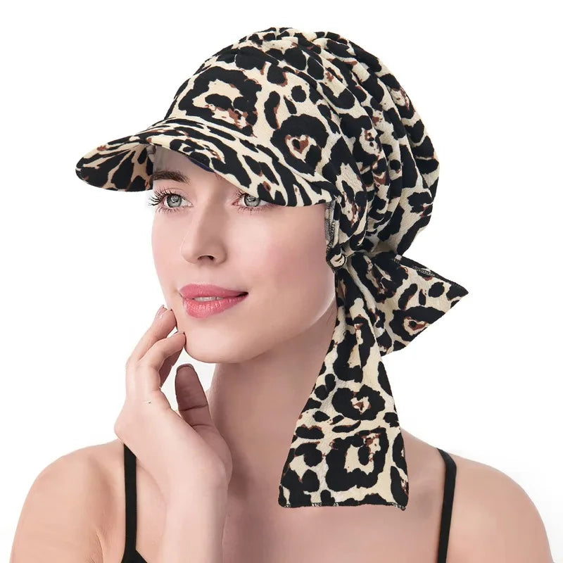 Women's New Printed Brim Headscarf Hat Outerwear