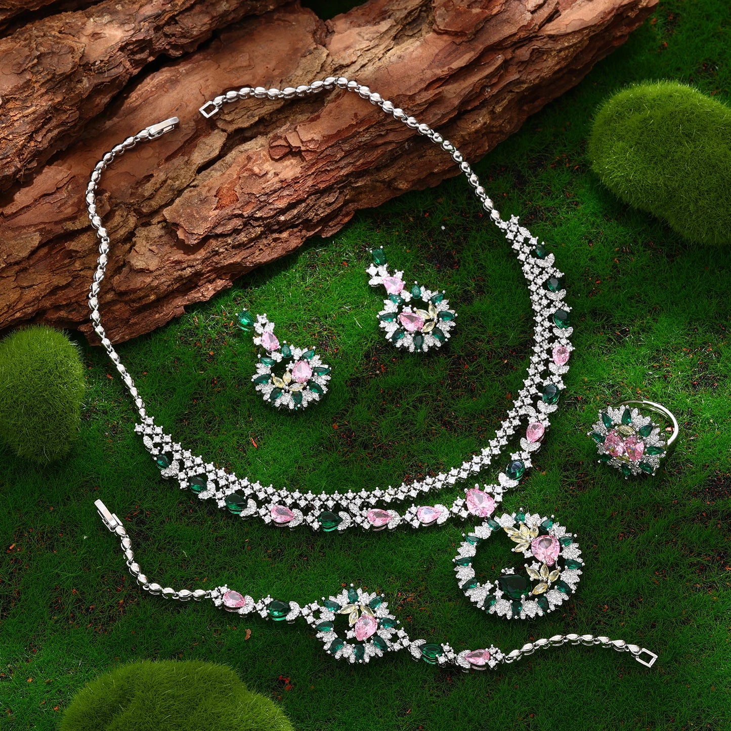 Cubic Zirconia Bridal Wedding Jewelry Set