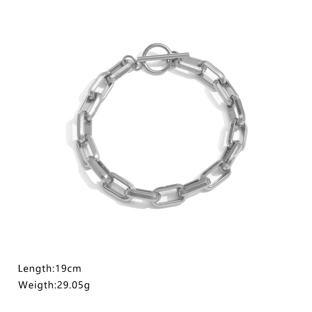 Stainless Steel Bracelets Paper Clip Chain Two-tone Craft