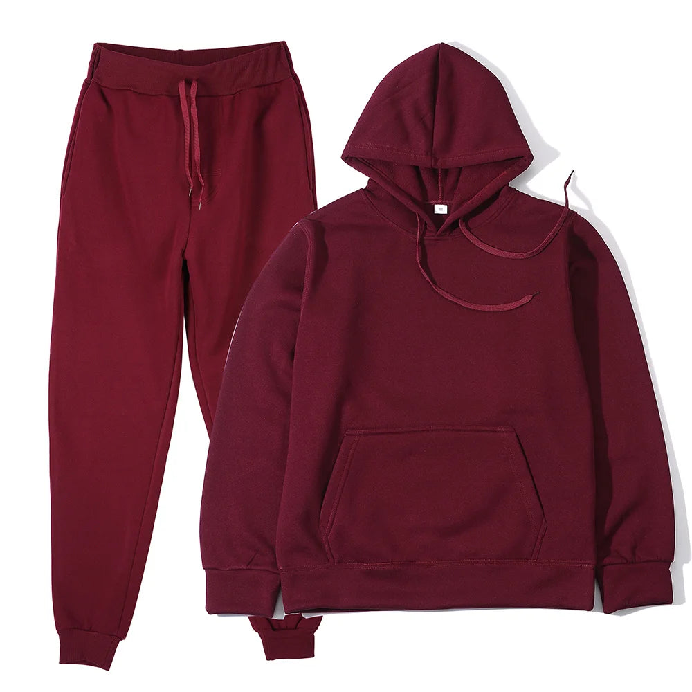 New Solid Color Hoodie+pants Two-piece set