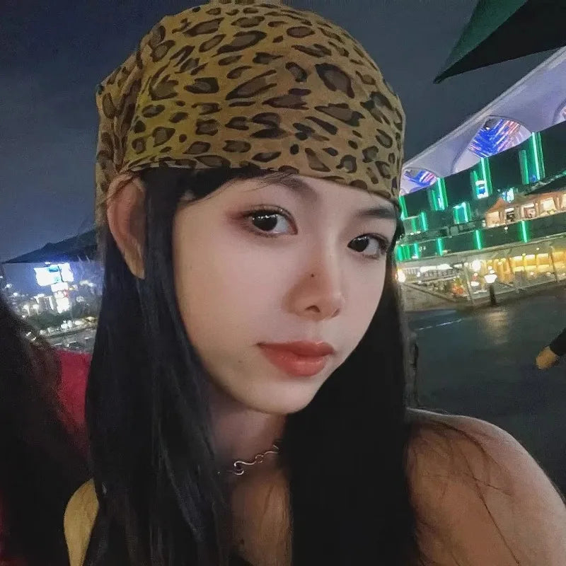 Vintage Leopard Print Square Scarf Women