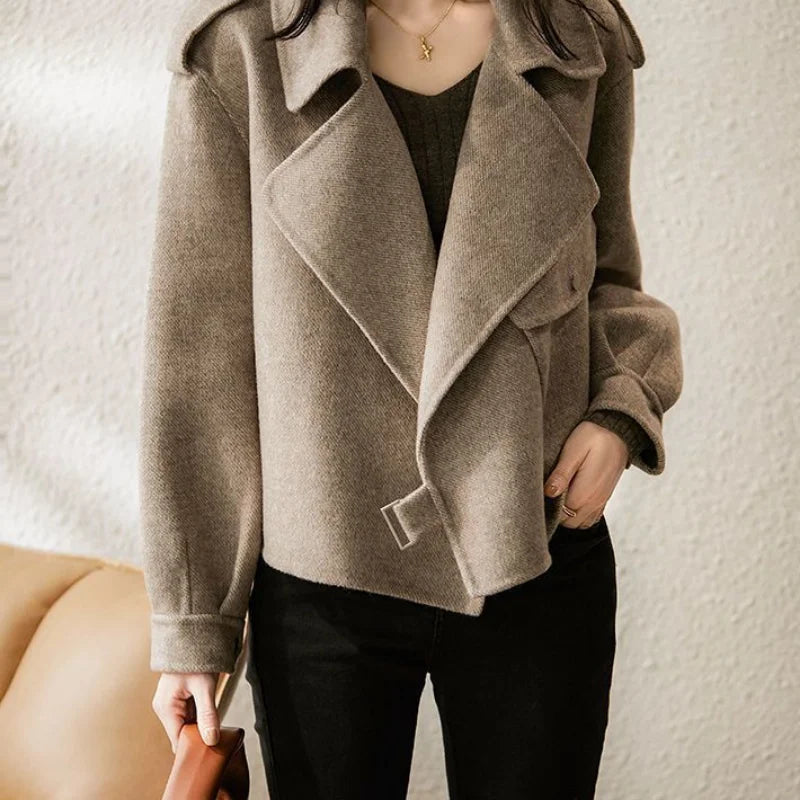 ColdCoats Short Padded Aesthetic Heavy Tweed Female Jacket
