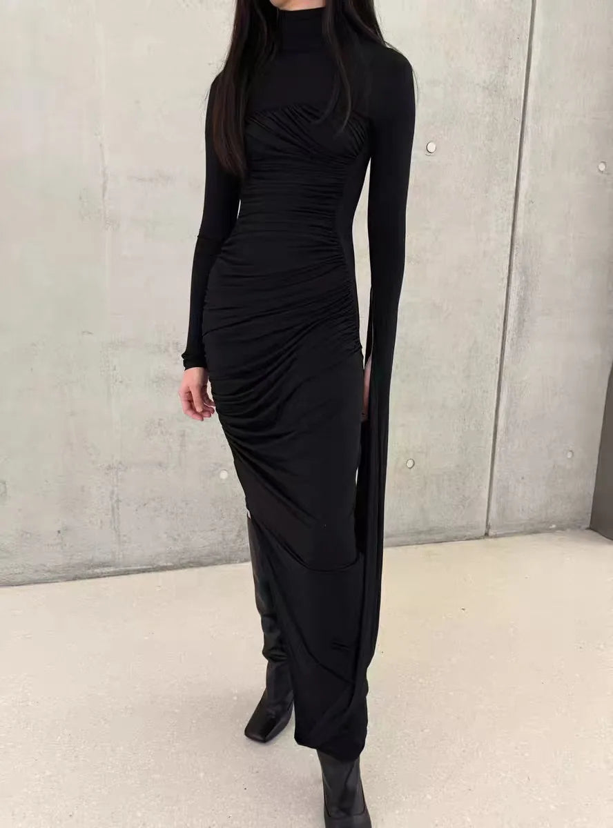 stylish and sexy pleated waist fitted knit dress