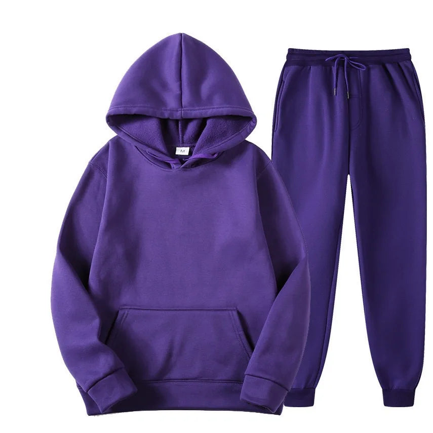New Solid Color Hoodie+pants Two-piece set