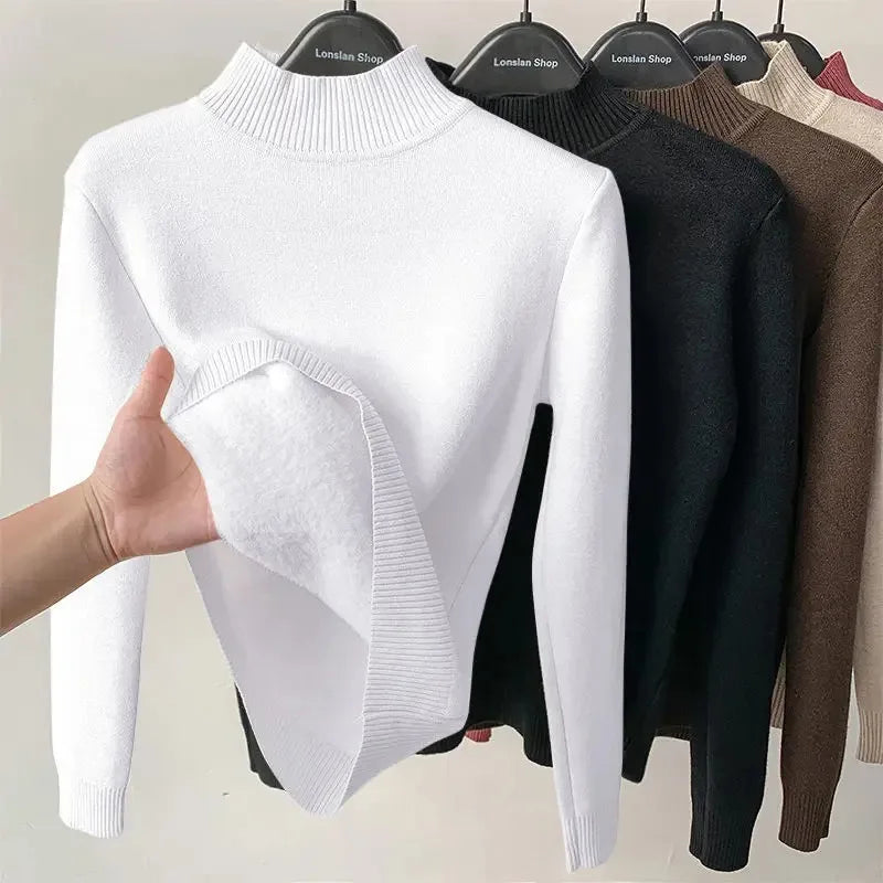Women's Sweater New Fleece Half Turtleneck Collar Bottoming Shirt