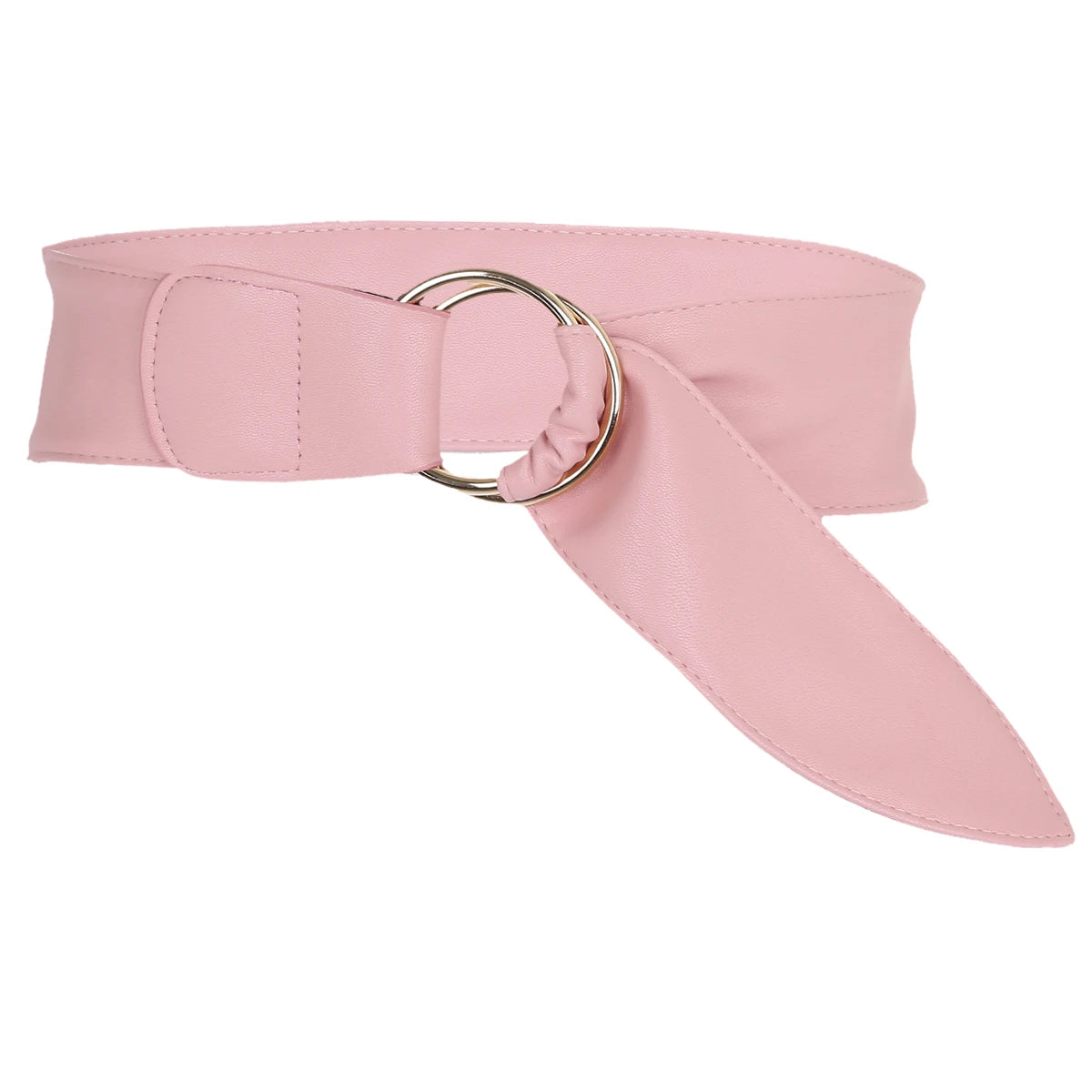 Wide Belts For Women Black Belt Double Round Ring Buckle Belt
