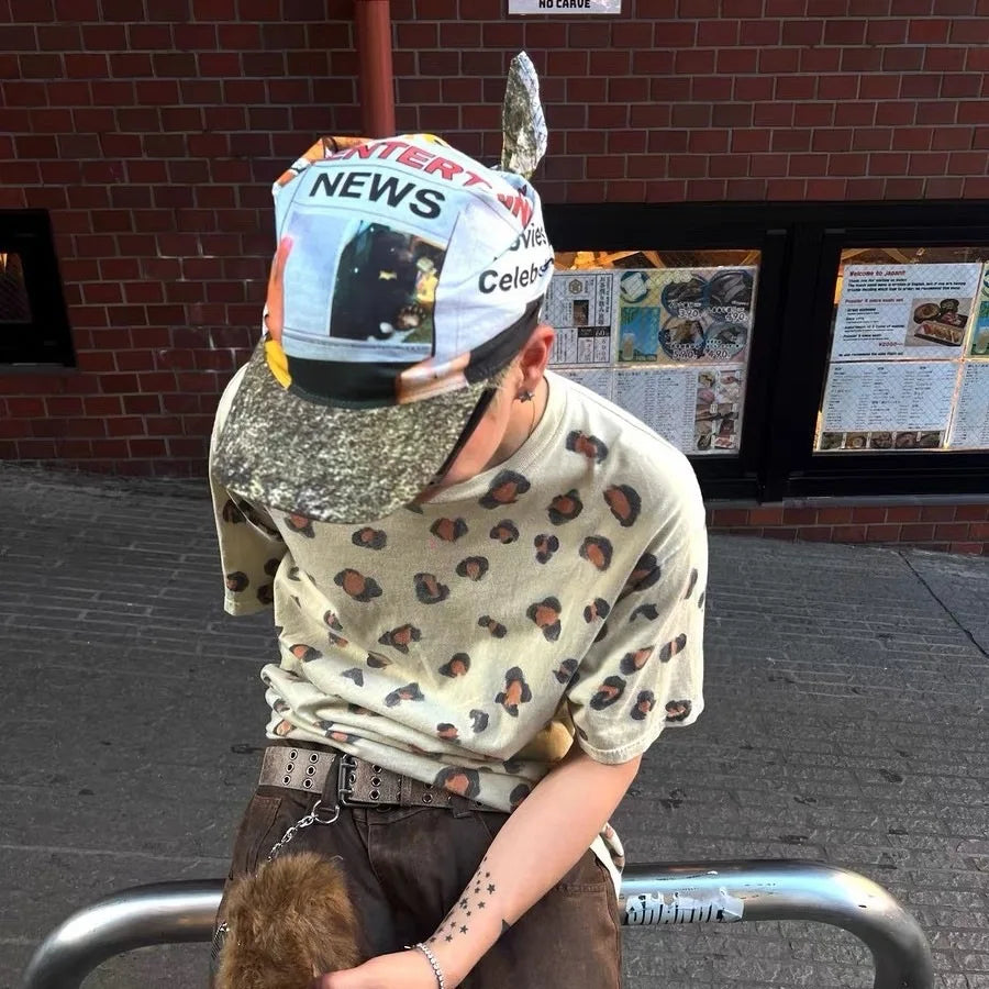 Vintage Arc Brim Tie Back Scarf Baseball Cap for Men Women