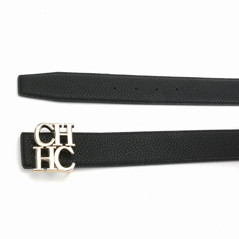 Men's 3.8cm Wide Belts - Stylish Plain & Lychee Grain Leather