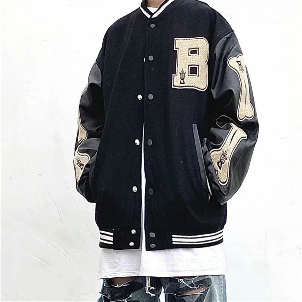 Men Baseball Jackets  Long Sleeve Bomber Jacket