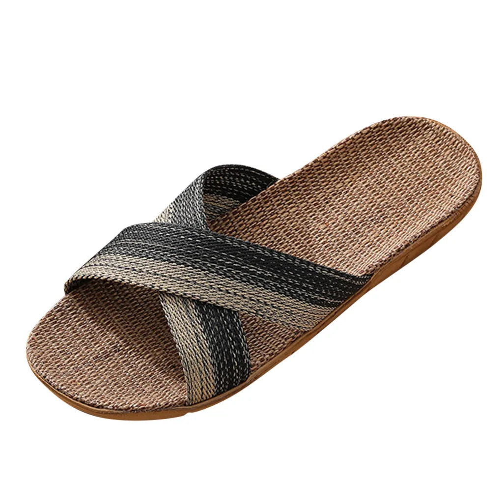 Flax Slippers Casual Linen Slides
