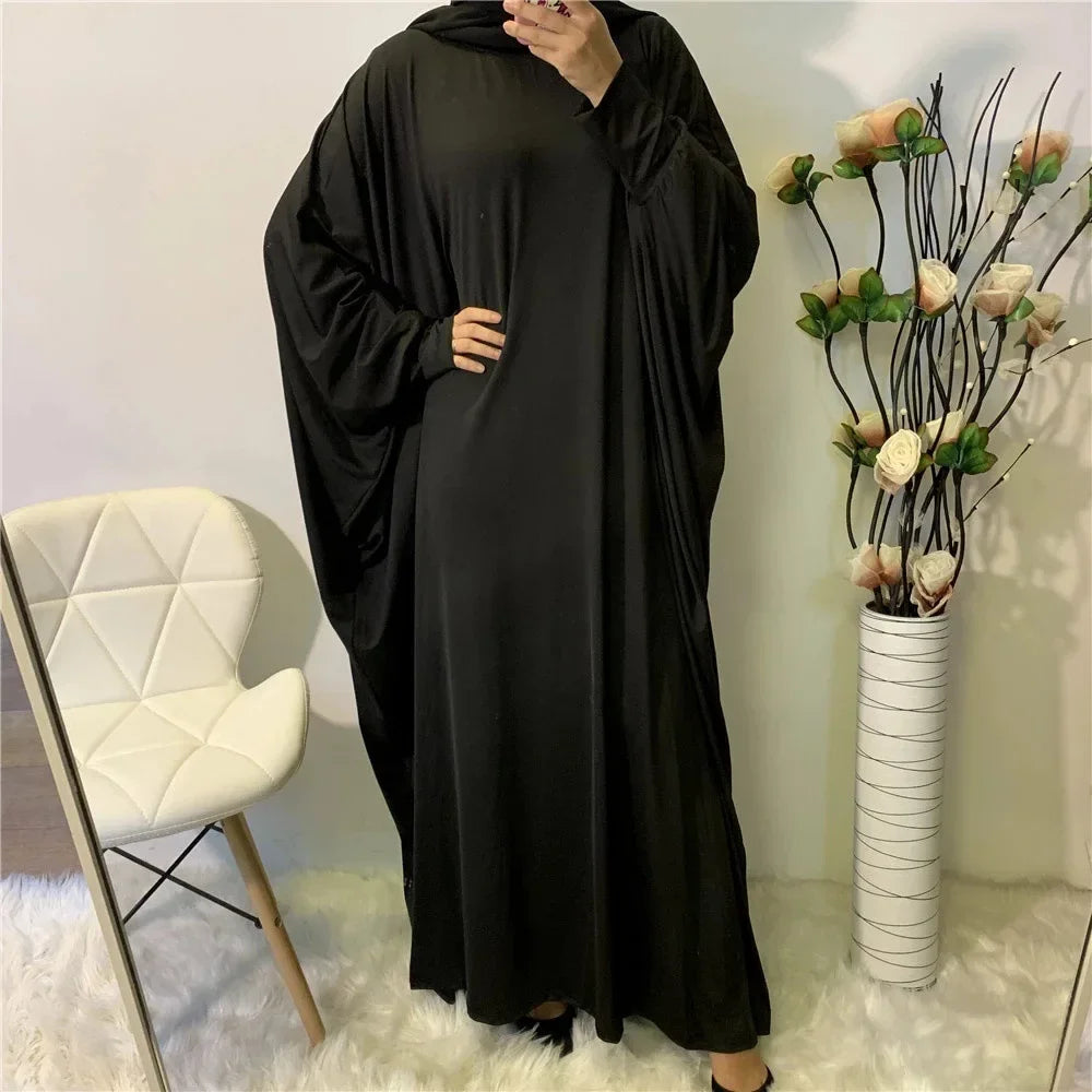 Women Abaya Khimar Prayer Garment Batwing Sleeve Dresses