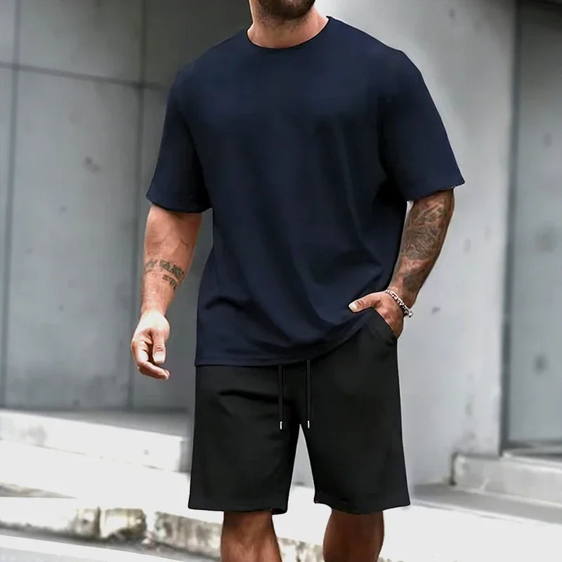 Men's Set O-Neck T-shirt & Sports Shorts