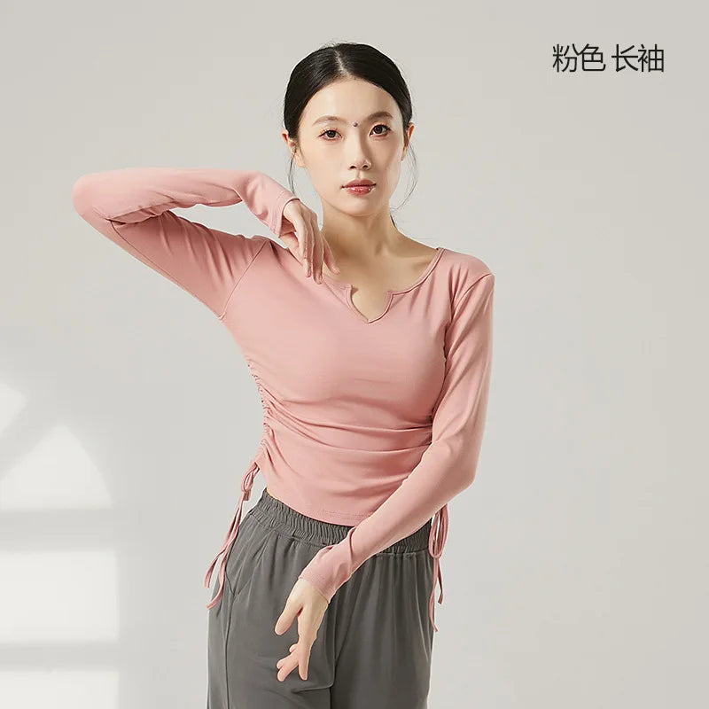 White Blouse for Dancing Women Long Sleeve Shirt