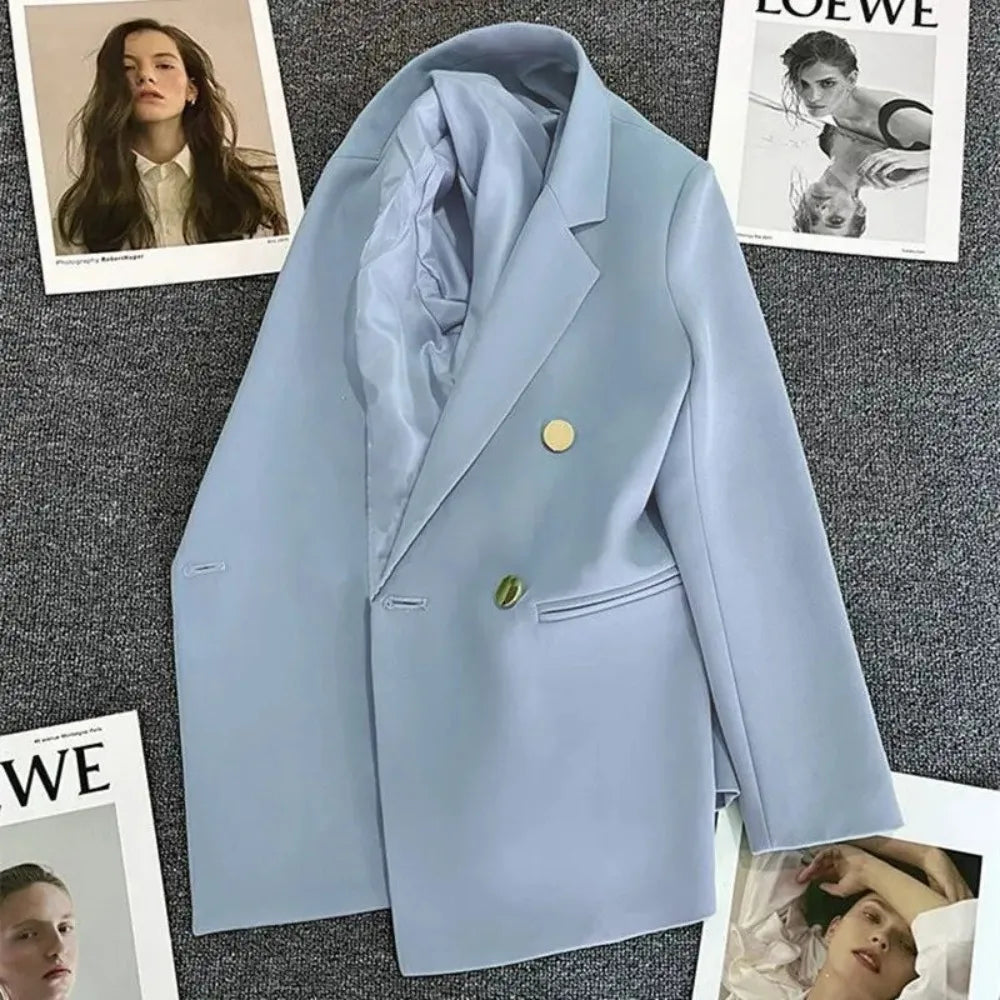 Women Suit Blazer  Blazer Luxury Double Breasted Jacket Solid Ladies Tops Clothes