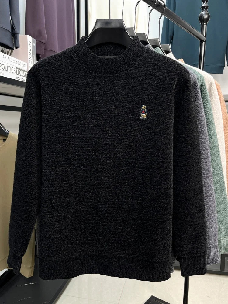 Fashion high-end brand knitted round neck sweater little bear embroidery