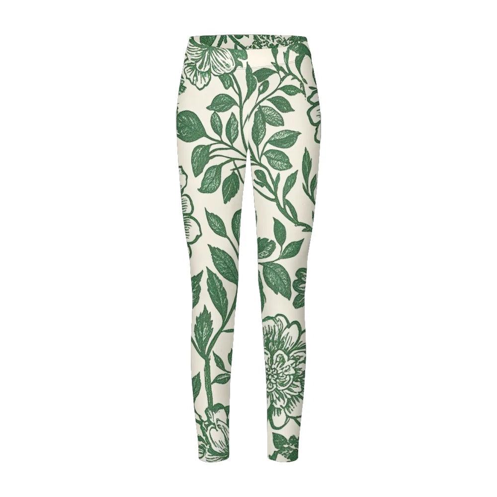 Women's High-Waisted Leggings with Botanical Print