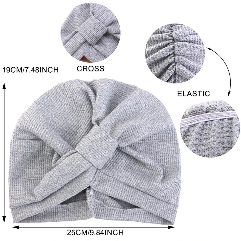 Women's breathable cotton thick waffle headscarf